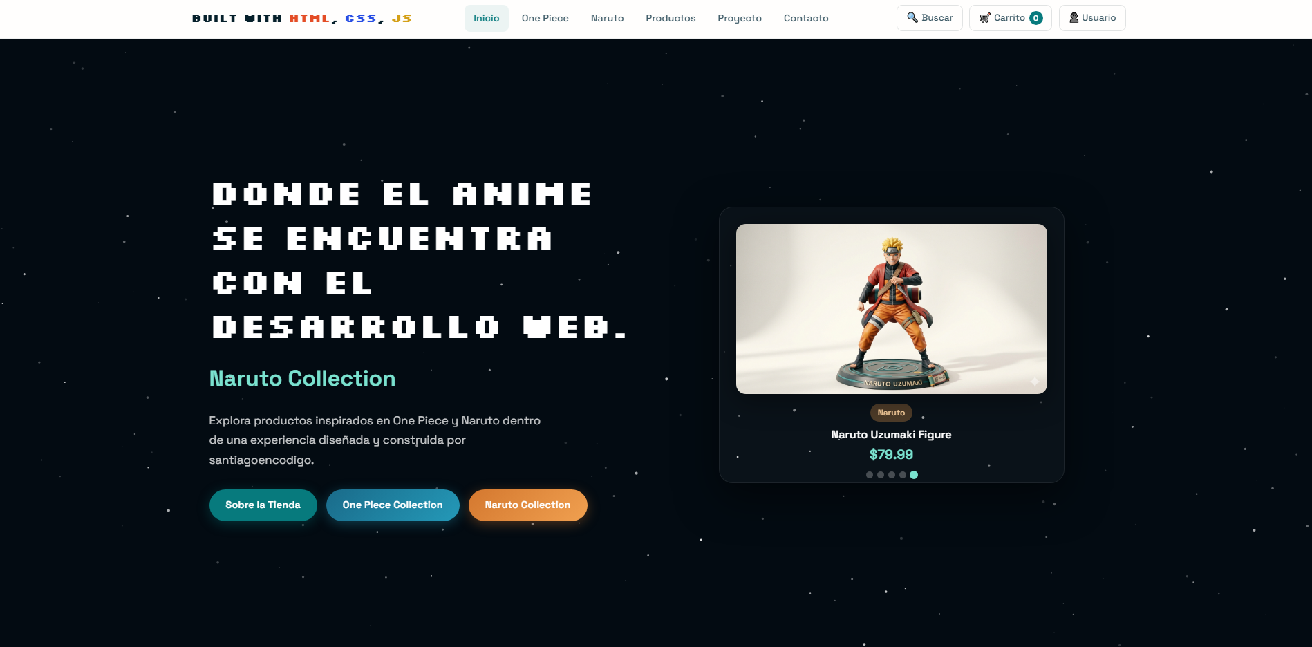 Captura del proyecto AnimeShop: tienda de anime con diseño responsive