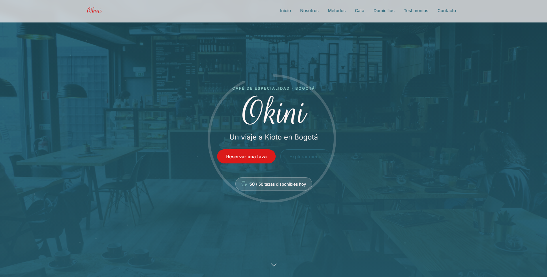 Captura del proyecto Okini: landing page de café de especialidad con temática japonesa